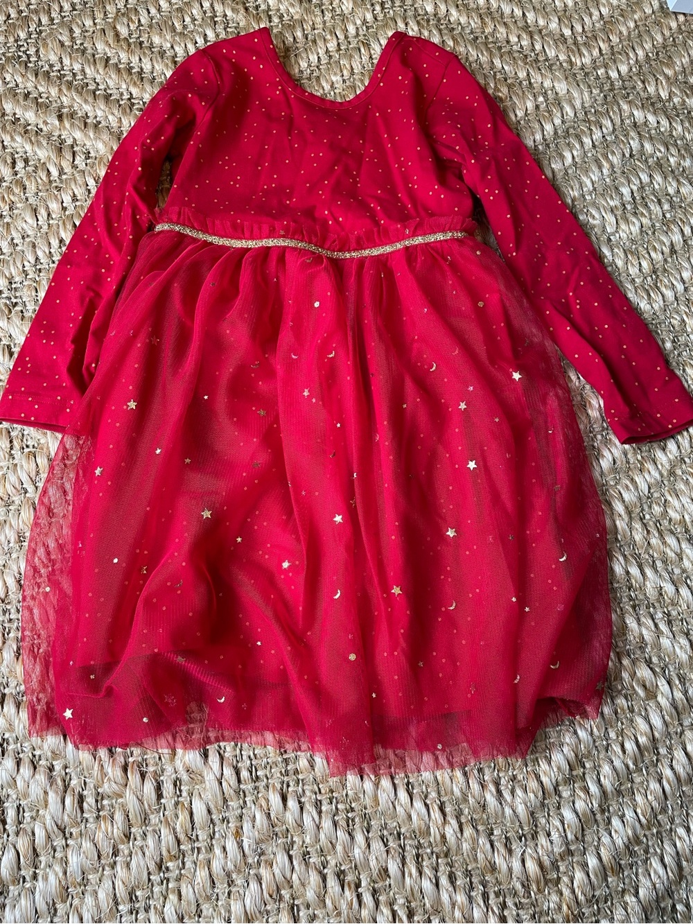 Hanna Andersson red gold metallic tutu Christmas dress 4